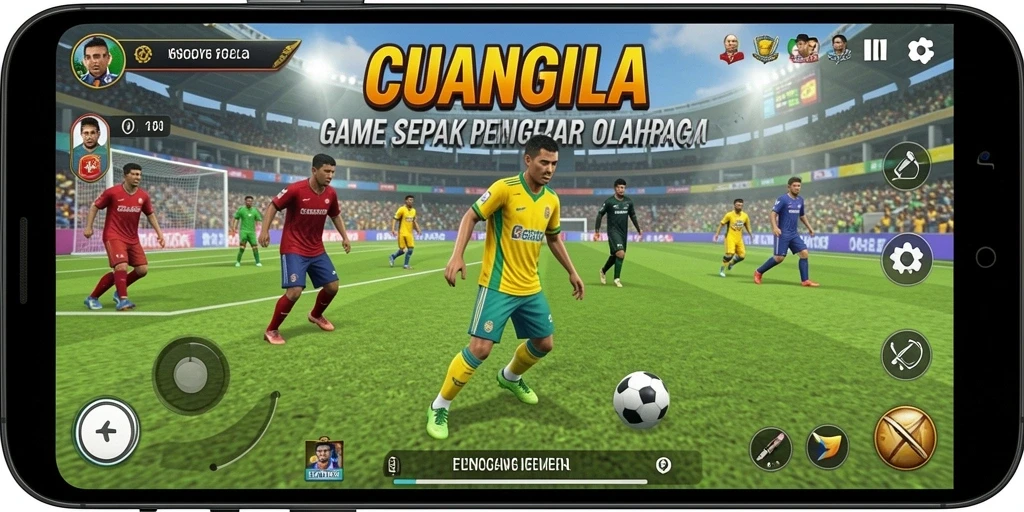 Tampilan gameplay menarik dari CUANGILA dengan aksi sepak bola seru.