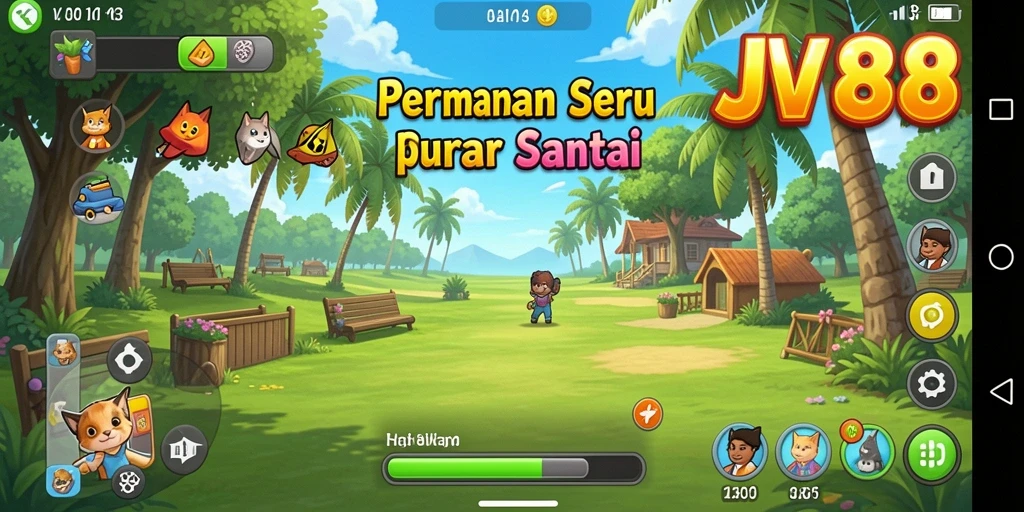 Tampilan gameplay JV88 yang ceria dan menghibur.