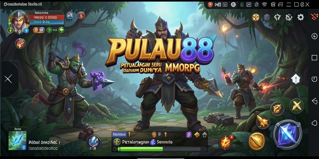 Screenshot gameplay PULAU88 yang menampilkan pertarungan seru di dunia MMORPG.