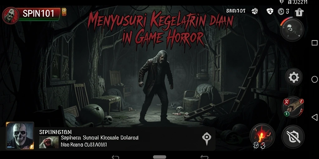 Gameplay SPIN101 menampilkan suasana horor yang mencekam.